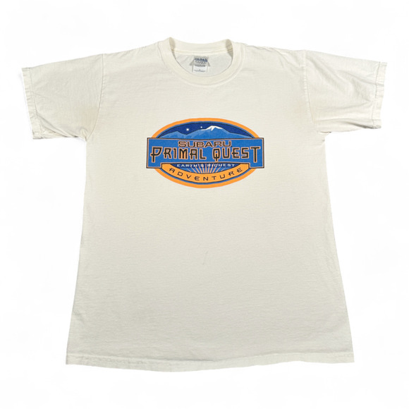 Vintage Subaru Shirt Adult MEDIUM White Primal Quest Adventure Race Car Y2K - Picture 1 of 7
